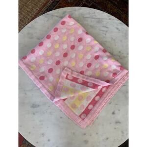 Elegant Baby Pink & Yellow Polka Dot Cotton Baby Blanket